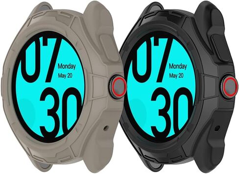 حافظات الساعة المتوافقة مع حافظة Ticwatch Pro 5 (بدون واقي شاشة) ملحقات غطاء حماية ناعم من مادة TPU (ضوء النجوم + أسود) in Kuwait