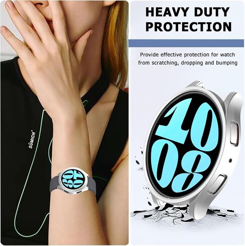 NINKI 2 Pack Cases Compatible Samsung Galaxy Watch 6 40MM Case (2023),Heavy Duty [NO Screen Protector] Hard PC Protective Bumper for Galaxy Watch 6 Case 40MM,Galaxy Watch 6 40MM Cover (Clear + Black) in Saudi Arabia