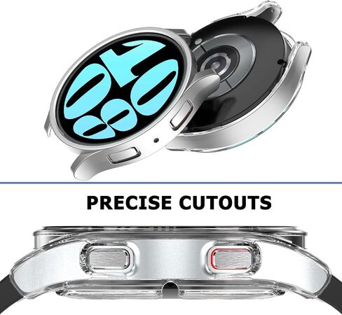 NINKI 2 Pack Cases Compatible Samsung Galaxy Watch 6 40MM Case (2023),Heavy Duty [NO Screen Protector] Hard PC Protective Bumper for Galaxy Watch 6 Case 40MM,Galaxy Watch 6 40MM Cover (Clear + Black) in Saudi Arabia