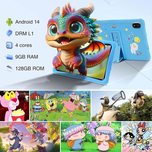 DOOGEE U10 KID Tablet for Kids, Android 14 Tablet, Kids Tablet 9GB + 128GB/1TB, 10.1 Inch Tablet with 5060mAh, APPs for Tablets Kids, Widevine L1, TUV Low Blue Certification, Parental Control, Pink in Saudi Arabia