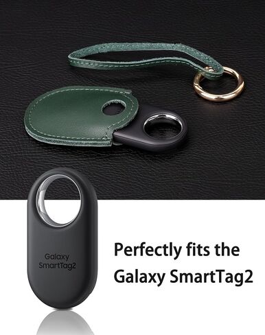 for Samsung SmartTag2 Case,SmartTag2 Leather Case,GPS Tracker Holder PU Leather Tracking Device Protective Cover for Samsung SmartTag2 (Green) in Saudi Arabia