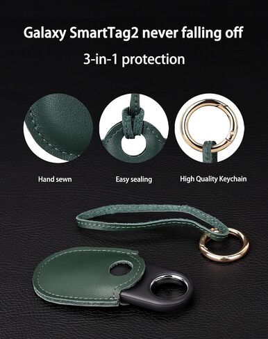 for Samsung SmartTag2 Case,SmartTag2 Leather Case,GPS Tracker Holder PU Leather Tracking Device Protective Cover for Samsung SmartTag2 (Green) in Saudi Arabia