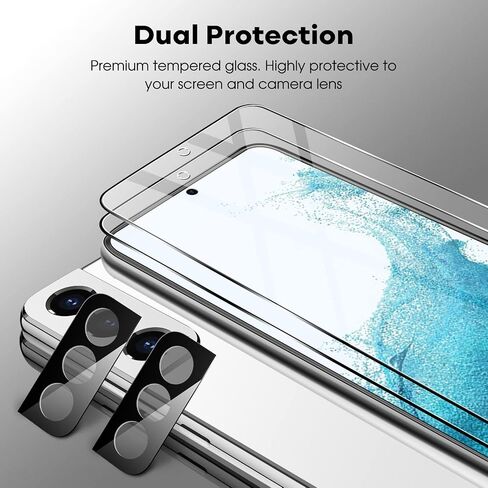 JETech Screen Protector for Samsung Galaxy S22+/S22 Plus 5G with Camera Lens Protector, Easy Installation Tool, Tempered Glass Film, Fingerprint ID Compatible, 2-Pack Each in Saudi Arabia