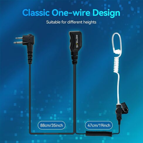 Retevis CP185 CP200D سماعة أذن سرية، متوافقة مع موتورولا CP100 GP300 GP2000 BRP40 RMU2040 RMU2080 RDU4160D DTR650 DLR1020 HYTTC 610 راديو، سماعة أذن لاسلكية قابلة للتعديل مع ميكروفون (6 عبوات) in Saudi Arabia