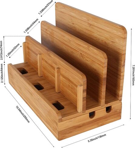 Bamboo Wood Multi-Device Desktop Dock Station Charger Holder Charging Cradle Charge Stand Compatible for iPhone 13 12 11 Pro Max XS XR X 8 7 Plus iPad 3 4 Mini Pro Air Samsung Huawei Sony Smartphones in Saudi Arabia