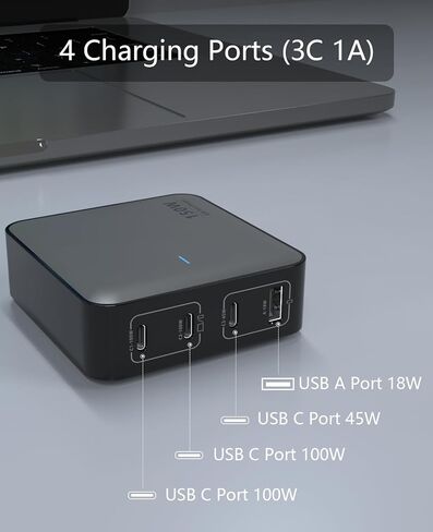 150W Multiport GaN Desktop Fast USB C Charger with 4 Ports, 2 ports of 100W USB C Charger for MacBook Pro/Air, Dell XPS Laptop,iPad/iPhone/Galaxy/Google Pixel/Switch/AirPods in Kuwait