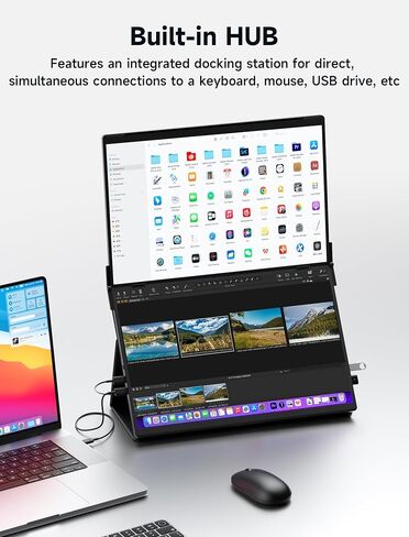 JSAUX FlipGo 16 بوصة Pro 2.5K شاشة محمولة مزدوجة الشاشة، موسع شاشة كمبيوتر محمول ثلاثي | DisplayLink | HiDPI | كابل واحد لشاشة IPS مزدوجة | محور مدمج | تصميم مغناطيسي لأنظمة التشغيل Windows وLinux وMacOS in Kuwait