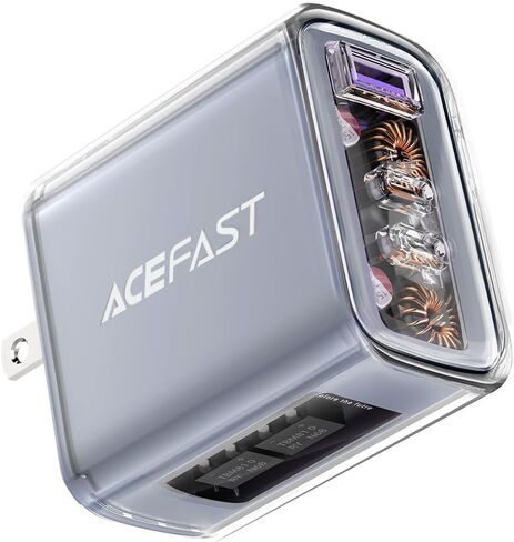 ACEFAST PD65W USB C Charger 3-Port Fast Charger Set for USB C Laptops, Cell Phones and Tablets, Foldable AC Plug Power Adapter Compatible with MacBook, iPhone 14/Pro, iPad Pro, Steam Deck (Grey) in Saudi Arabia