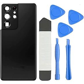 Galaxy S21 Ultra Back Glass Replacement for Samsung Galaxy S21 Ultra 5G SM-G998U All Carriers Back Glass Cover with Camera Glass Lens and Pre-Install Tapes + Tool (Phantom Black)