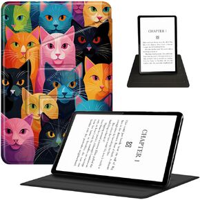 Case for Amazon 6.8" Kindle Paperwhite(11th Generation 2021 Release) 360 Degree Rotating Swivel Stand PU Leather Cover with Auto Wake Sleep, Sunflower Sunset
