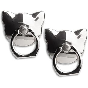 [2 Packs] Cat Glossy Cell Phone Ring Holder Stand, 360 Degree Rotation Finger Ring Kickstand with Polished Metal Phone Grip for Magnetic Car Mount, Smartphone Accessories