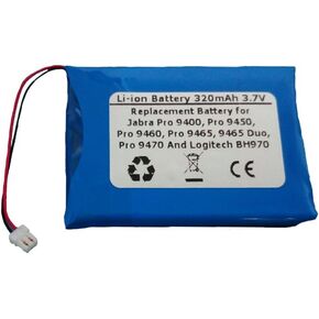 320mAh/3.7V Replacement Battery for Jabra Pro 9400, Pro 9450, Pro 9460, Pro 9465, 9465 Duo, Pro 9470 and Logitech BH970 Wireless Headsets