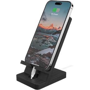 Wood Cell Phone Stand, Phone Holder for Desk, Tablet Display Stand for iPad, Compatible with All Mobile Phones, Wooden Office Desk Accessories
