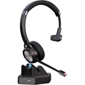 Bluetooth Headset with Microphone, Wireless Headset with Mic & Mute Button, 30 Hrs Working Time, Mono Noise Cancelling Bluetooth Headset 5.2 for PC Laptop Teams Zooms Work Business Meeting