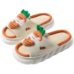Flax Cow Slippers Soft Kawaii Slippers for Women and Men Non Slip Quick Drying Shower Slides Bathroom Ultra Cushion Thick Sole Sandal