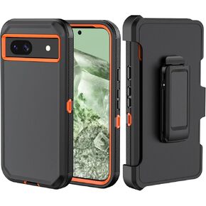 حافظة هاتف لهاتف Google Pixel 8A 2024، غطاء حماية مدرع مقاوم للصدمات شديد التحمل مع مشبك حزام لجراب هاتف Google 8A 2024 (أسود) in Kuwait