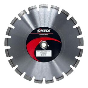 Omega 14-Inch Asphalt Laser Welded Diamond Blade, Wet/Dry Asphalt and Concrete Saw Blade, 10mm Segmented Rim with Undercutting Design, for Asphalt, Abrasive Materials