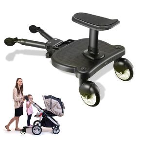 Universal Stroller Board, 2 in1 Sit and Stand Stroller Glider Board with Detachable Seat, Buggy Board Suitable for 99% of Strollers, for 2-6-year-old Children, Max Load 55lbs (White)