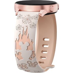 Cartoon Engraved Band Compatible with Samsung Galaxy Watch 6/5/4 Band 40mm 44mm,Galaxy Watch 5 Pro 45mm,Galaxy Active 2,Galaxy Watch 3,20mm Two-Tone Cute Soft Silicone Sport Strap for Women
