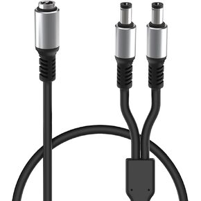 DC Power 1 Female to 2 Male 5.5mm x 2.1mm DC Power Supply Splitter Cable Cord, Y Splitter Adapter Wire,2 Way Y-Cable for Security CCTV Parking Camera, LED Strip Light