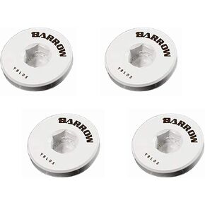 Barrow G1/4" Thin Stop Plug Fitting, Internal Hex Socket, White, 4-pack