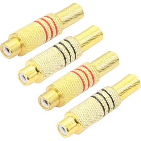 PNGKNYOCN RCA Audio Connector, Screws Audio Video AV Stereo Female Jack with Spring Coaxial Audio Gold Plated Solder Adapter （4-pack）