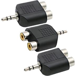 3.5 mm TRS to Dual RCA F (3-Pack), 3.5mm Stereo Male to Dual RCA Female Audio Breakout Cable, Dual RCA Jack Adapter