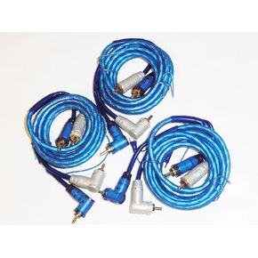 Installer 3 Pack RCA Audio Cable Cables 15 Feet Right Angle with Amplifier Remote Wire