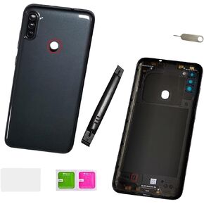 A115u Battery Rear Back Cover Housing Panel Replacement for Samsung Galaxy A11 A115u with Camera Glass Lens+Frame Tape (USA Version) (Black)