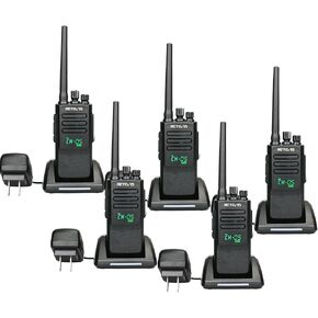Retevis RT50 Digital 2 Way Radio Long Range,High Power Walkie Talkies,Dual Time Slot,Group Call,198 CH,Waterproof DMR Radio for Commercial (5 Pack)