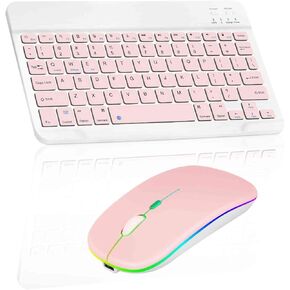 Rechargeable Bluetooth Keyboard and Mouse Combo Ultra Slim for Amazon Fire HD 10 (2017) and All Bluetooth Enabled Android/PC-Black Keyboard with RGB LED Onyx Black Mouse in Saudi Arabia