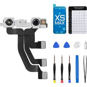 for iPhone Xs MAX Front Camera Replacement Repair Kit 7MP 6.5", xsmax OEM Facing Lens Module Structured Light Receiver Transmitter Connector Replace Fix Tools A1921 A2101 A2102 A2103 A2104