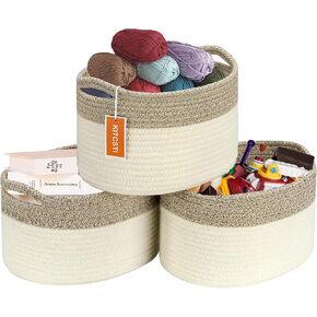 Woven Storage Basket, Cotton Rope Baskets for Organizing Craft Supplies, Clothes, Toy Storage Organizer to Keep Handy, Set of 3 in Saudi Arabia