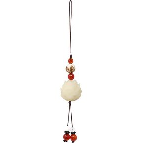 yueton 1 Pack Lotus Flower Phone Charm Chinese Style Cell Phone Strape Imitation Agate Phone Lanyard Decoration for Mobile Phone, Keychain, Bag