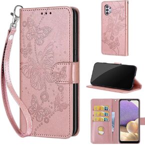 Designed for Samsung Galaxy A32 5G Case Wallet,Women Flip Folio Cover with Embossed PU Leather Stand Credit Card Holders Slots Wrist Strap Phone Case for Samsung A32 5G 6.5 Inch (Black Cube)