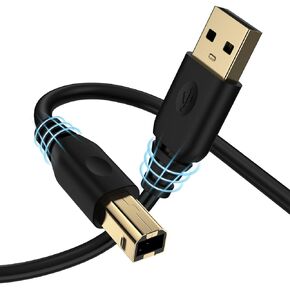 USB Printer Cable 10FT Type A to USB B 2.0 Printer Scanner Cord High-Speed Scanners Cable Compatible with HP, Canon, Dell, Epson, Lexmark, USB MIDI Cable for Yamaha Casio Digital Piano