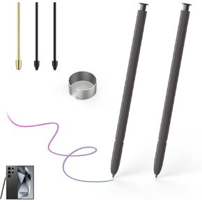Galaxy S24 Ultra Stylus Replacement for Samsung Galaxy S24 Ultra 5G S Pen, Galaxy S24 Ultra S Pen without Bluetooth + Tweezer + Metal Nibs (Dark Gray)