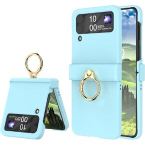 Compatible with Galaxy Z Flip 4 Case with Hinge Protection & Ring Kickstand,Slim and Thin Protective Case Cover for Samsung Z Flip 4 5G (Purple)