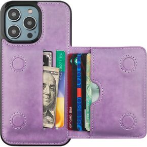 KIHUWEY Compatible with iPhone 14 Pro Max Wallet Case Credit Card Holder, Premium Leather Kickstand Flip Hidden Magnetic Clasp Durable Shockproof Protective Cover for 6.7 Inch (Black)