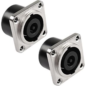 MEIRIYFA NL8MPR Speakon Panel Mount Socket Connector 8 Pole Female Audio Speakon Square Jack D-Type Silver-plated Twist Lock Adapter for NL8FC, NL8FX, NLT8X, NL8FC, NL8FX (2PCS)