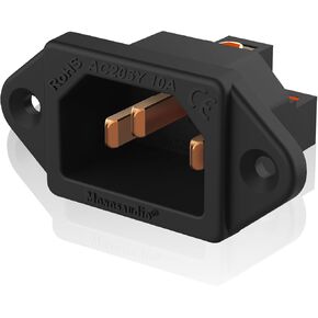 Monosaudio Gold Plated AC Power Socket 250V 10A IEC 320 C14 Panel Mount Plug Adapter Power Connector Socket Screw Mount 3 Pins Inlet Male Power Plug Socket for 12AWG Cable Diameter(Black)