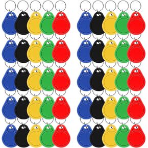 50 PCS ID 125KHz RFID Writable Rewritable T5577 Key Fob Tag for RFID Writer Hotel Key Black Blue Red Green Yellow