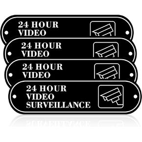 evron 24 Hour Video Surveillance Sign,Acrylic Camera Sign,CCTV Warning Sign,Safety Monitoring sign,Security Alert Sign,for Business/Home/Restaurant,Strong Self Adhesive/Screws Wall Mounting5.91x4.13"