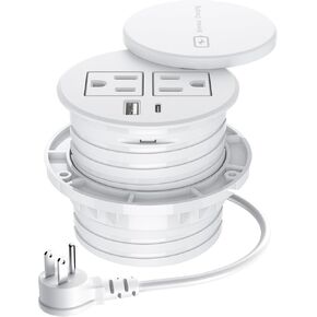 Recessed Power Grommet 3-inch Hole, 15W Wireless Charger, 20W USB C Fast Charging Station,2 AC Plug, Flush Mount Countertop Outlet, Workspace Essential Desk Hole Cover for Cables