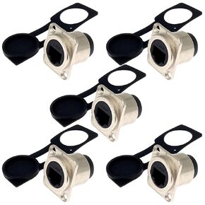 5PCS Panel Mounting RJ45 CAT6 Connector Zinc Alloy Housing D-Type Cat5/5e/6 8P8C Ethernet LAN Cable Coupler Female to Female Network Bulkhead Socket