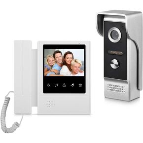 Video Door Phone System, 4.3 Inches Touch Monitor Wired Video Intercom Doorbell Kits, IR Night Vision Camera Door Intercom, Doorphone Telephone Style Indoor Outdoor for Home Villa