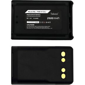 2-Pack 7.4V 2600mAh FNB-V131Li FNB-V132Li Li-ion Radio Battery Compatible for Yaesu/Vertex VX-230 VX-231 VX-234 EVX-530 Series Radios