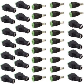 20 Pairs 12V Male + Female 2.1x5.5MM DC Power Jack Plug Adapter Connector for CCTV Camera and LED Strip Light
