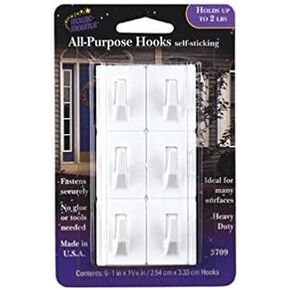 3709 All Purpose Hook 6/PK WHT