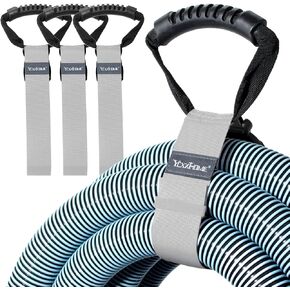 3 PCS Heavy Duty Cord Storage Wrap Holder Extension Hook and Loop Cord Hose Organizer Strap with Carrying Handle for Cords Garden Hose Swimming or Garage Tool (Black)
